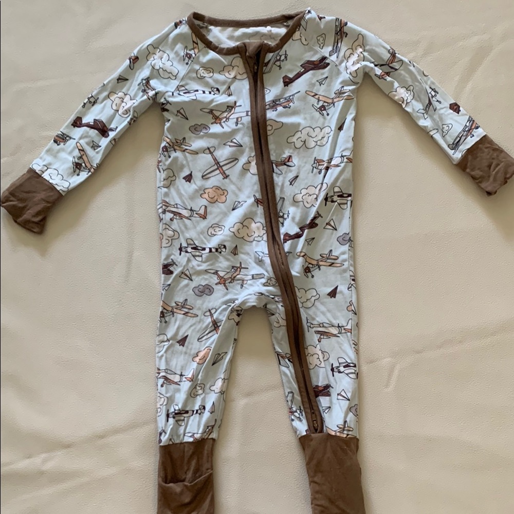 Airplane Onesie Brown and Blue - miozing 3-6 months